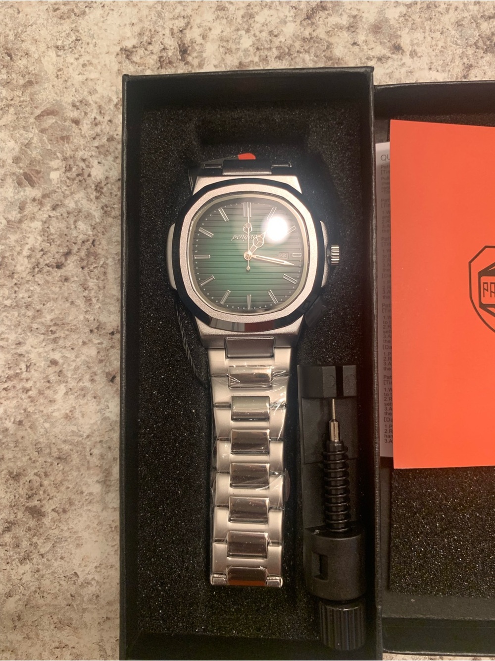 & Other Stories Silver Stainless Steel Watch with Green Dial - Picture 2 of 3